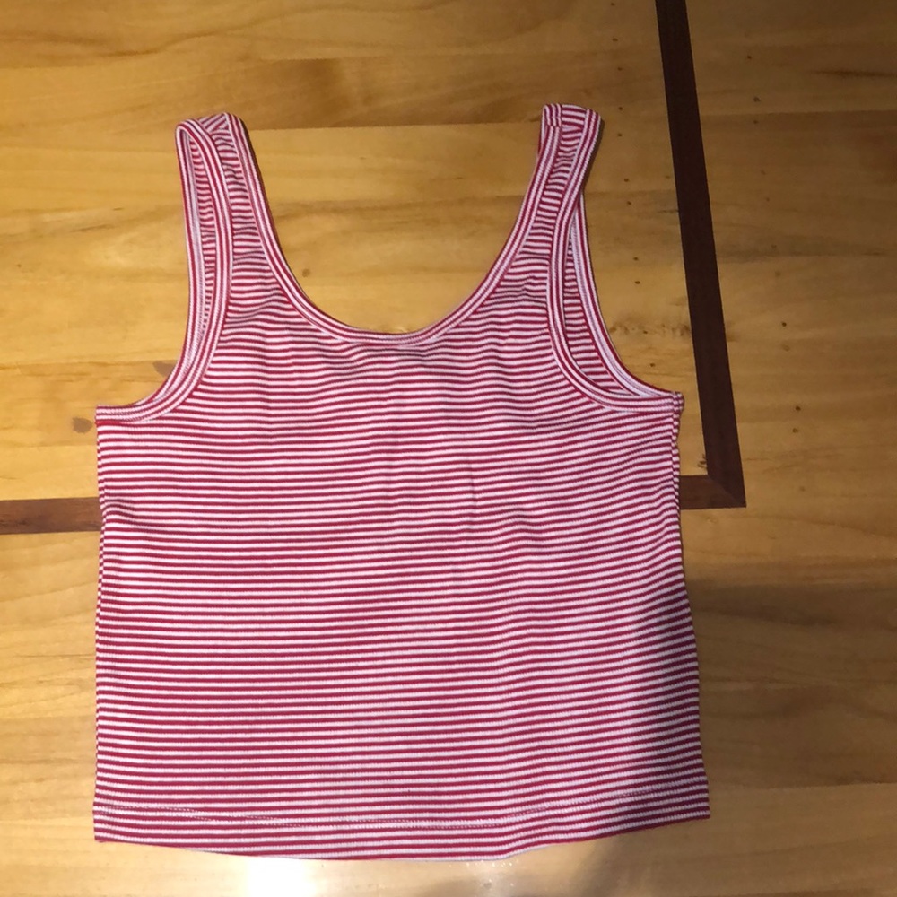 White and red striped crop top